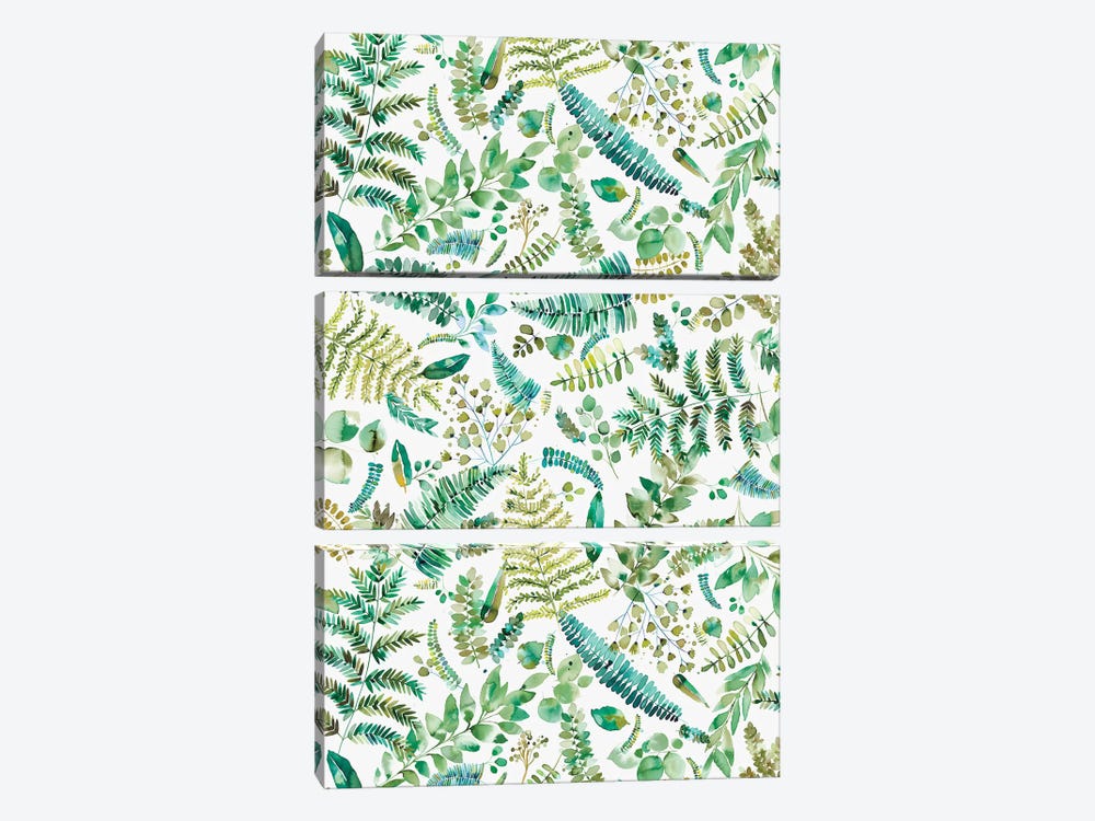 Botanical Leaves And Plants Bio Green by Ninola Design 3-piece Art Print