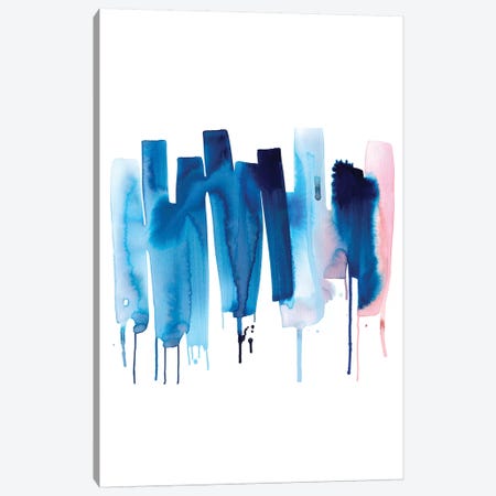 Artistic Abstract Watercolor Stripes Blue Canvas Print #NDE145} by Ninola Design Canvas Art Print