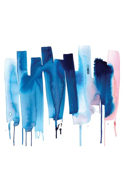 Ninola Design: Artistic Abstract Watercolor Stripes Blue by Ninola Design
