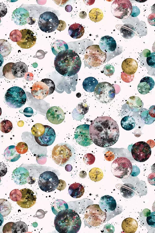 Cosmic Space Planets And Stars Multicolored by Ninola Design wall art