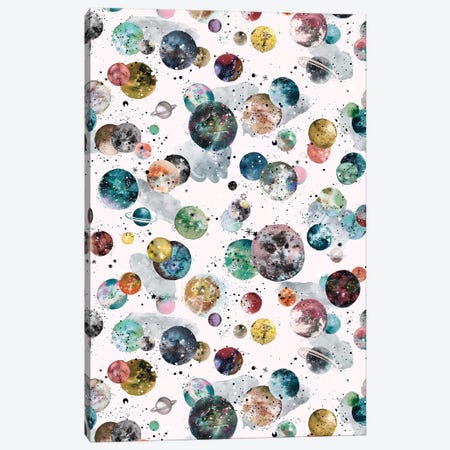 Cosmic Space Planets And Stars Multicolored Canvas Print #NDE146} by Ninola Design Canvas Print