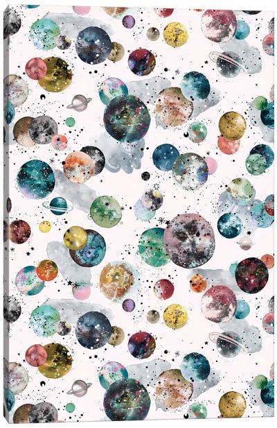 Cosmic Space Planets And Stars Multicolored Canvas Art Print - Ninola Design