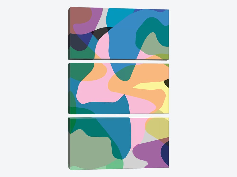 Abstract Camouflage Colorful by Ninola Design 3-piece Canvas Wall Art