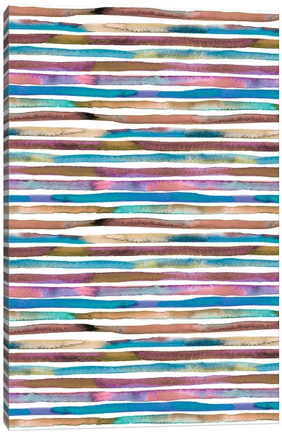Watercolor Stripes Blue Purple Canvas Art Print - Stripe Patterns
