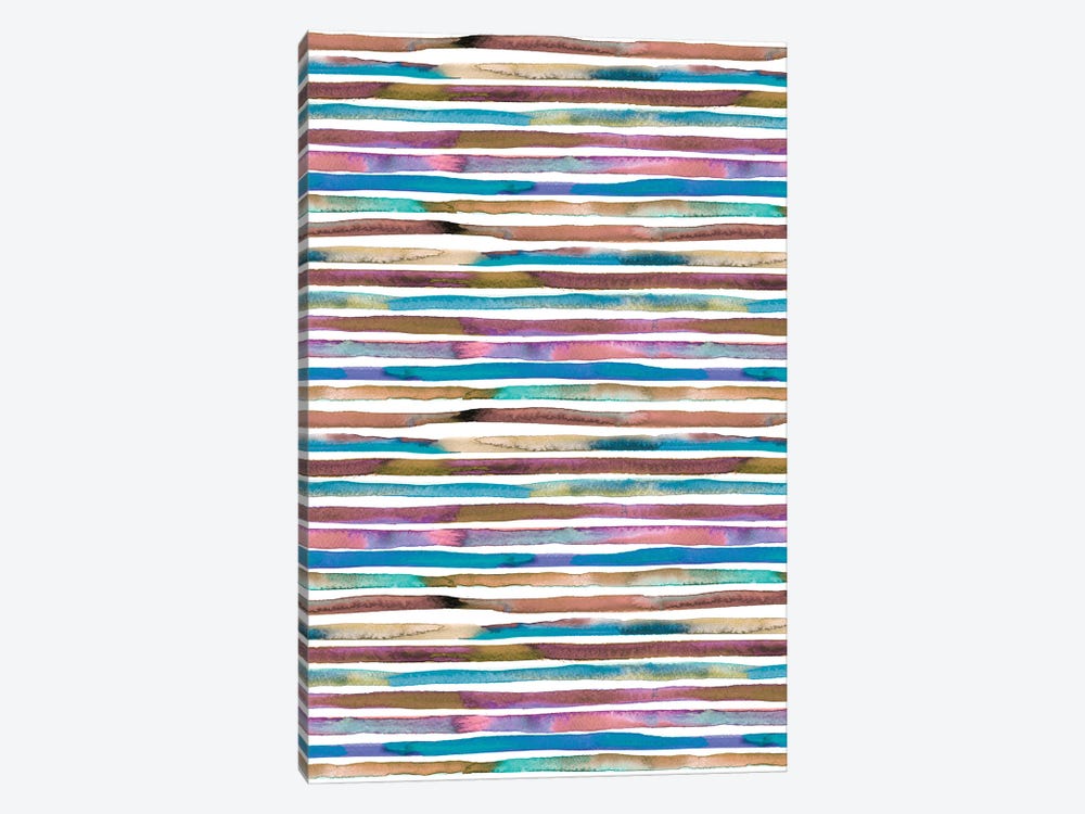 Watercolor Stripes Blue Purple by Ninola Design 1-piece Canvas Art Print