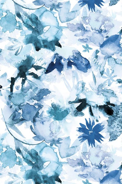 Ninola Design: Watercolor Big Flowers Indigo by Ninola Design
