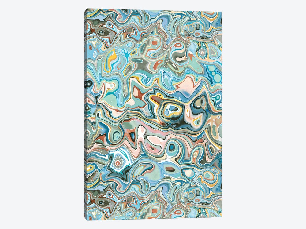 Trippy Watercolor Agate Layers Blue 1-piece Canvas Artwork