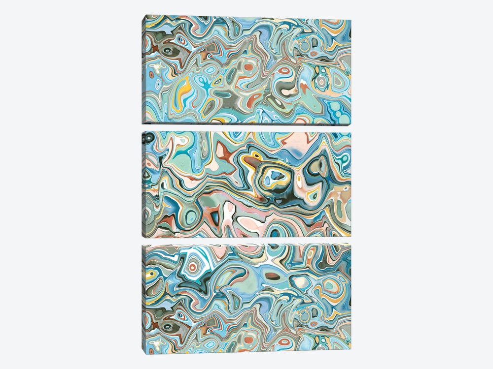 Trippy Watercolor Agate Layers Blue 3-piece Canvas Art