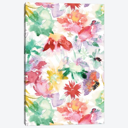 Watercolor Big Flowers Multicolored Canvas Print #NDE153} by Ninola Design Canvas Art Print