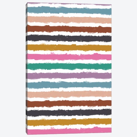 Colorful Watercolor Stripes Canvas Print #NDE154} by Ninola Design Canvas Wall Art
