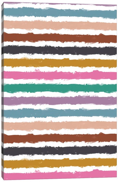 Colorful Watercolor Stripes Canvas Art Print - Ninola Design