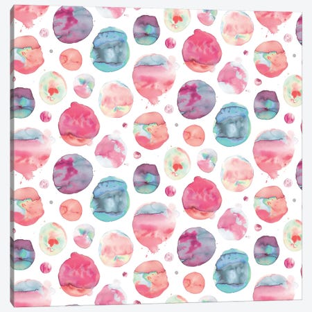 Big Watery Dots Pink Canvas Print #NDE15} by Ninola Design Canvas Artwork