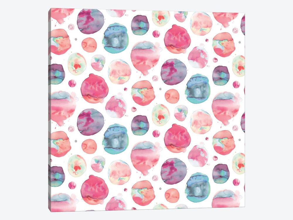 Big Watery Dots Pink by Ninola Design 1-piece Art Print