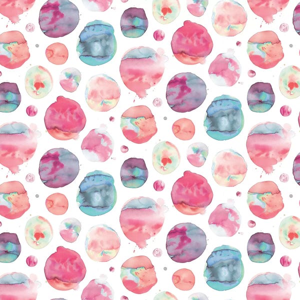 Polka Dot: Big Watery Dots Pink by Ninola Design