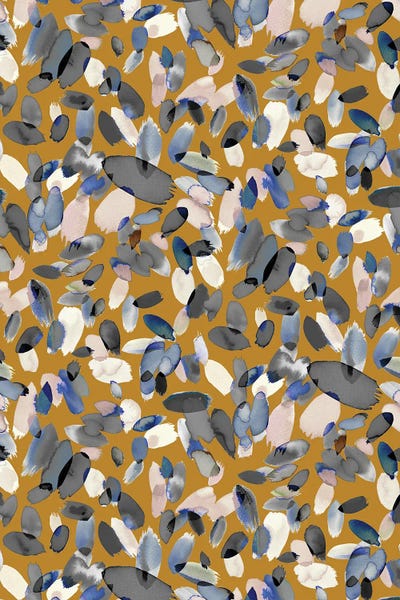 Ninola Design: Watercolor Petal Stains Blue Mustard by Ninola Design