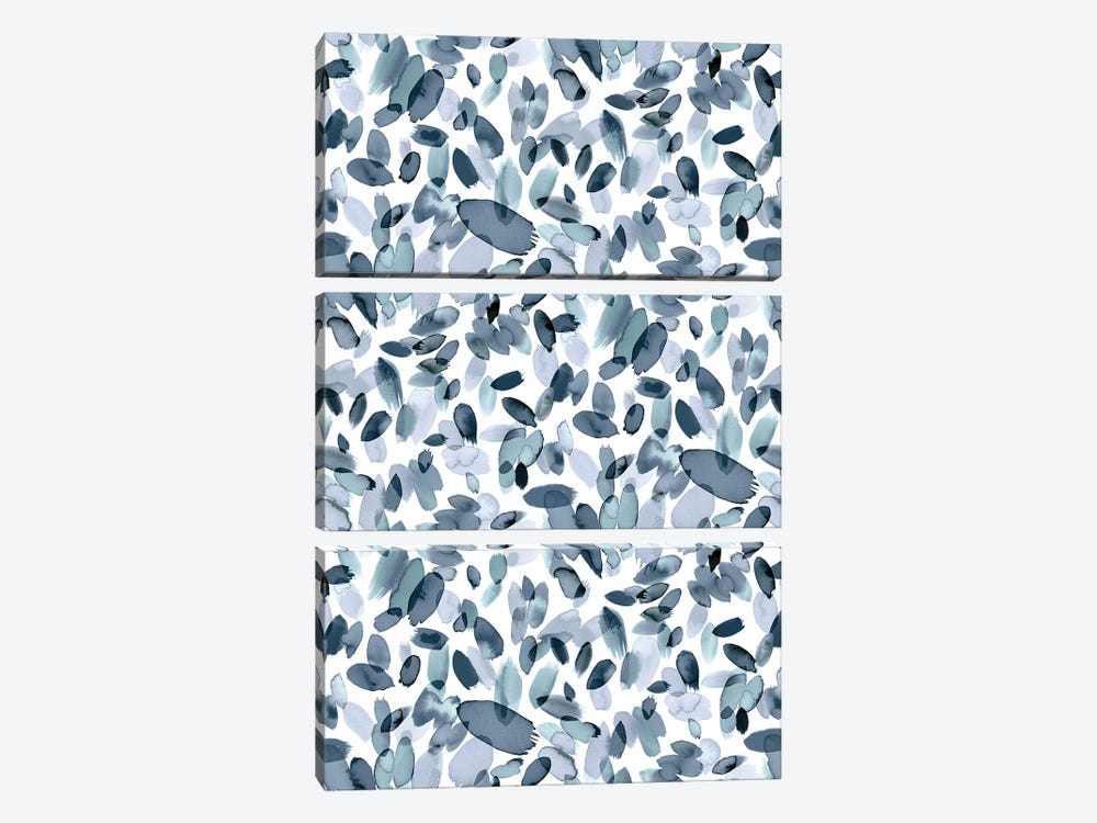 Watercolor Petal Stains Blue Gray by Ninola Design 3-piece Canvas Print