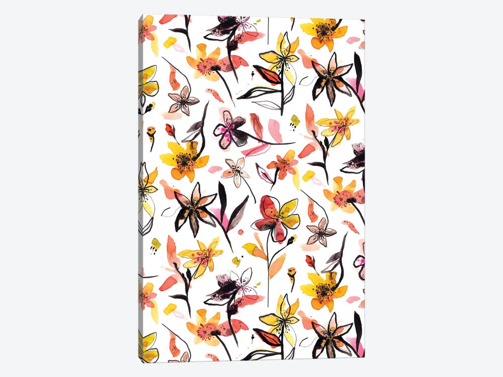 Yellow Ink Flowers by Ninola Design 1-piece Art Print