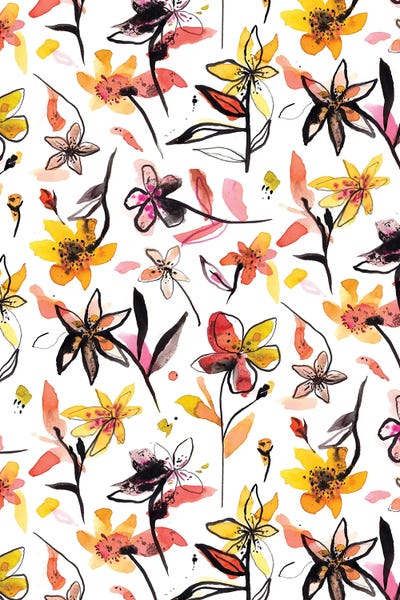 Ninola Design: Yellow Ink Flowers by Ninola Design