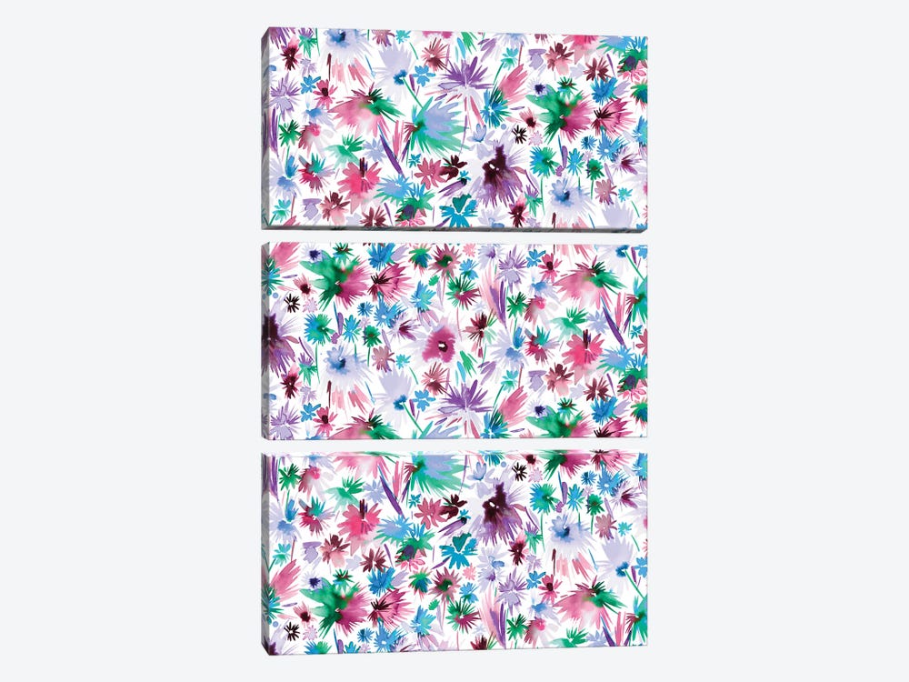 Abstract Jungle Flowers Colors by Ninola Design 3-piece Canvas Art