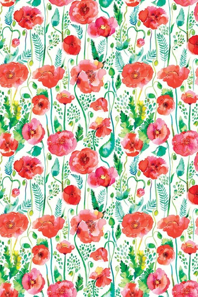 Ninola Design: Watercolor Poppies Red by Ninola Design