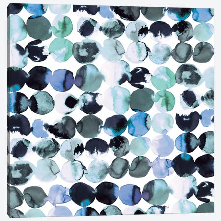 Blue Ink Dots Canvas Print #NDE16} by Ninola Design Canvas Artwork