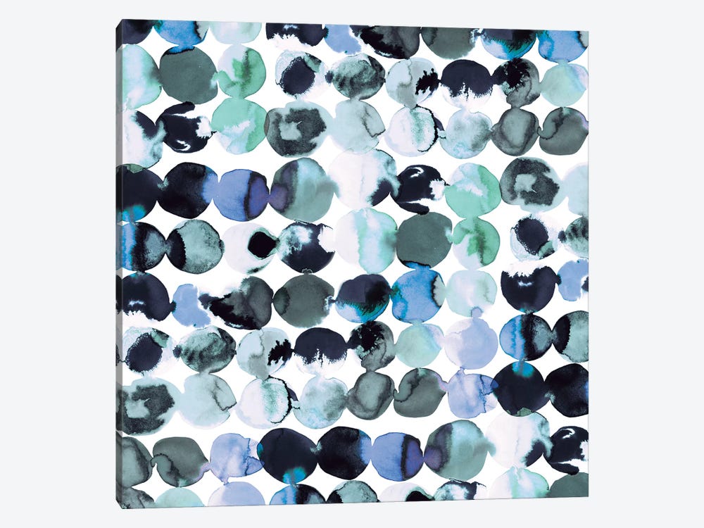 Blue Ink Dots by Ninola Design 1-piece Canvas Wall Art