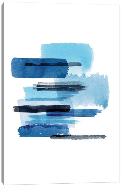 Big Watercolor Strokes Blue Canvas Art Print - Ninola Design