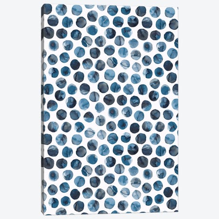 Colorful Ink Marbles Dots Blue Canvas Print #NDE175} by Ninola Design Canvas Art