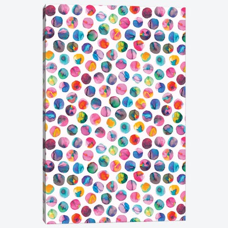 Colorful Ink Marbles Dots Multicolored Canvas Print #NDE176} by Ninola Design Canvas Wall Art