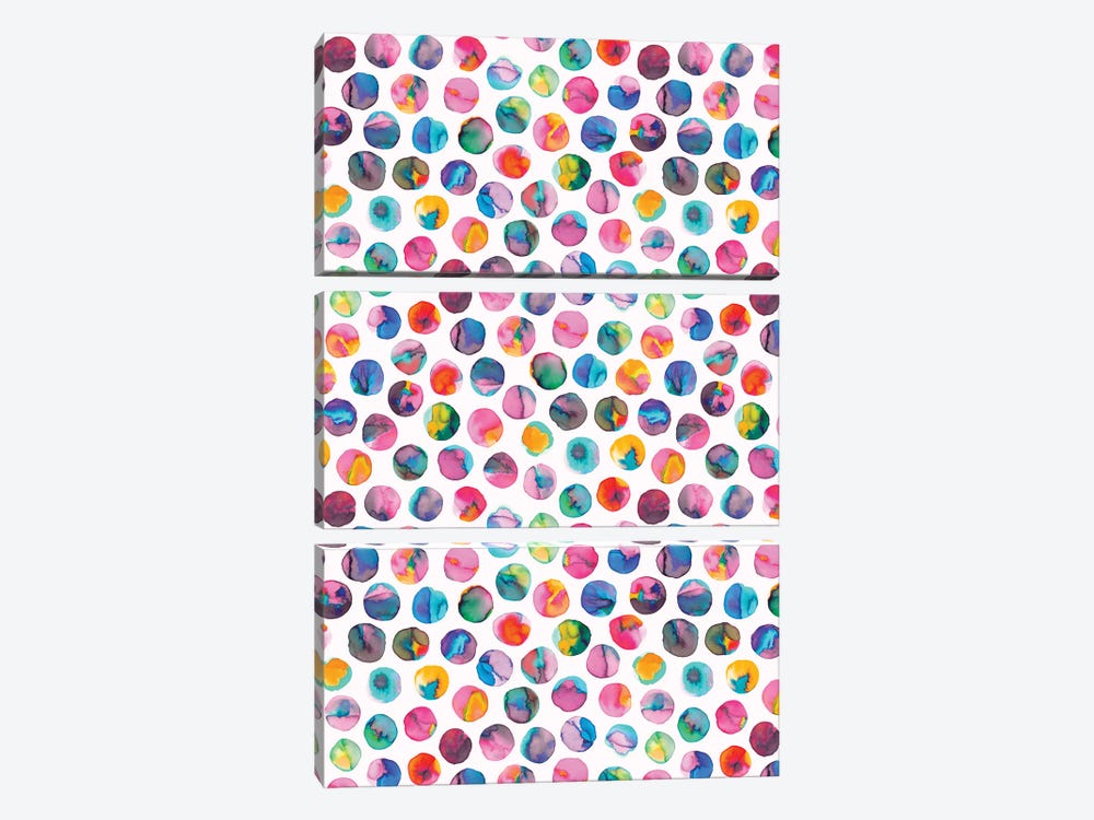 Colorful Ink Marbles Dots Multicolored by Ninola Design 3-piece Canvas Artwork