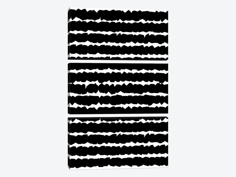 Geometric Lines Monochromatic Black by Ninola Design 3-piece Canvas Art