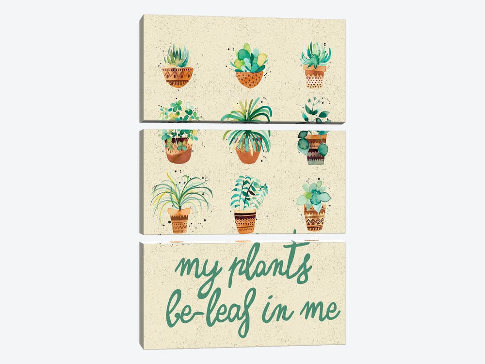 My Plants Believe In Me by Ninola Design 3-piece Canvas Art Print