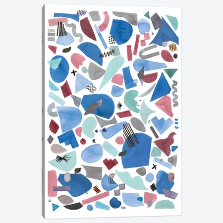 Geometric Pieces Blue Pink Canvas Print #NDE187} by Ninola Design Canvas Art Print