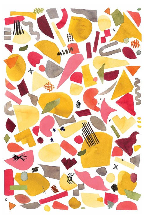 Geometric Pieces Red Yellow by Ninola Design wall art