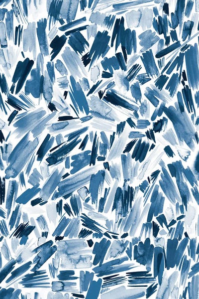 Watercolor Abstract Strokes Indigo by Ninola Design framed canvas print