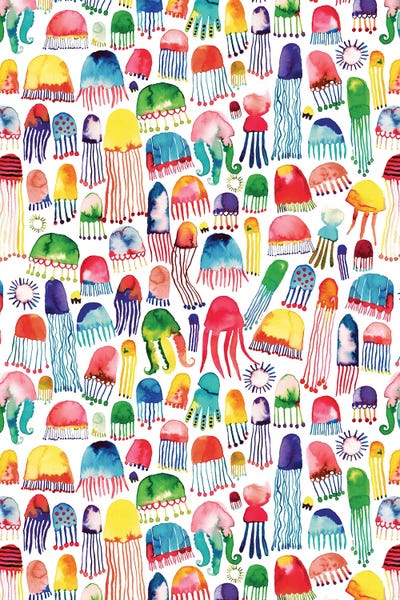 Animal Patterns: Watercolor Marine Jellyfish by Ninola Design