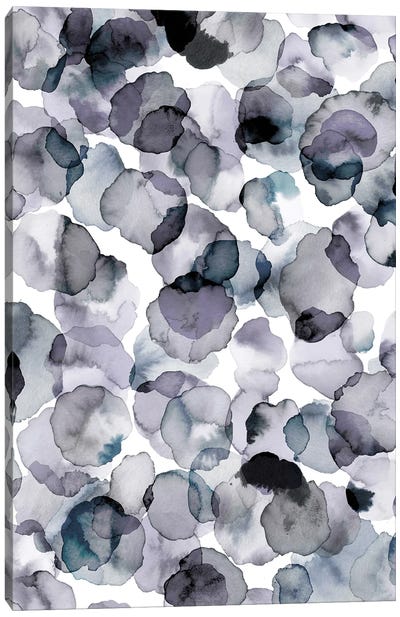 Watercolor Petals Gray Canvas Art Print - Ninola Design