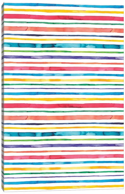Watercolor Stripes Multi Canvas Art Print - Stripe Patterns