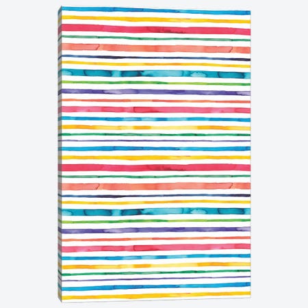 Watercolor Stripes Multi Canvas Print #NDE196} by Ninola Design Canvas Artwork