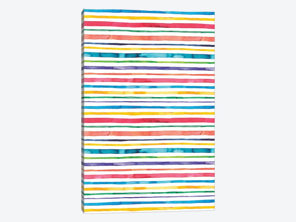 Watercolor Stripes Multi by Ninola Design 1-piece Canvas Wall Art