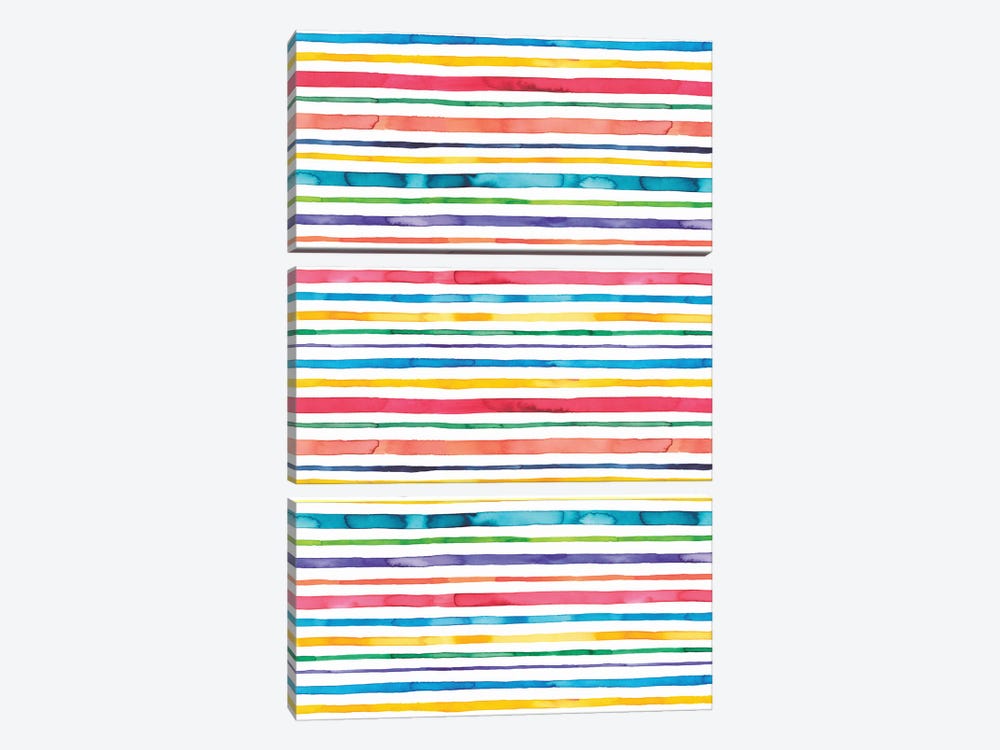 Watercolor Stripes Multi by Ninola Design 3-piece Canvas Art
