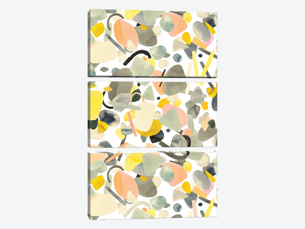Abstract Geometric Shapes Yellow by Ninola Design 3-piece Canvas Art Print