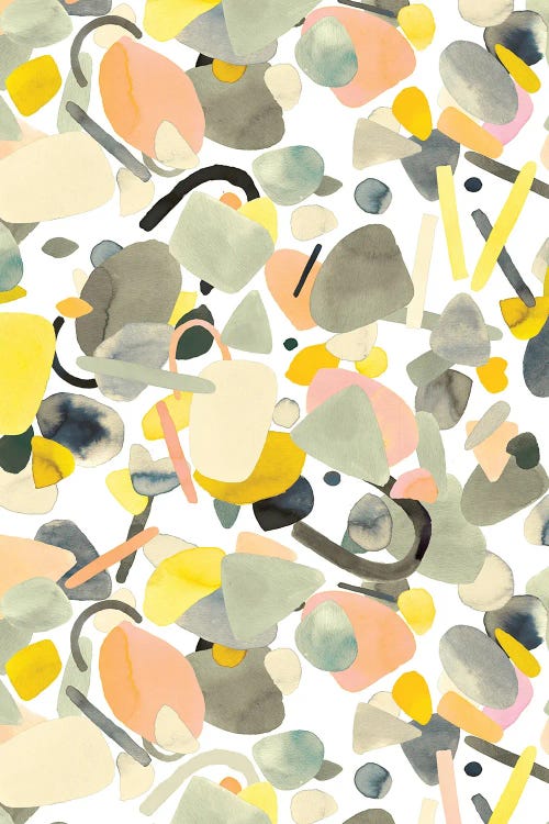 Abstract Geometric Shapes Yellow by Ninola Design wall art