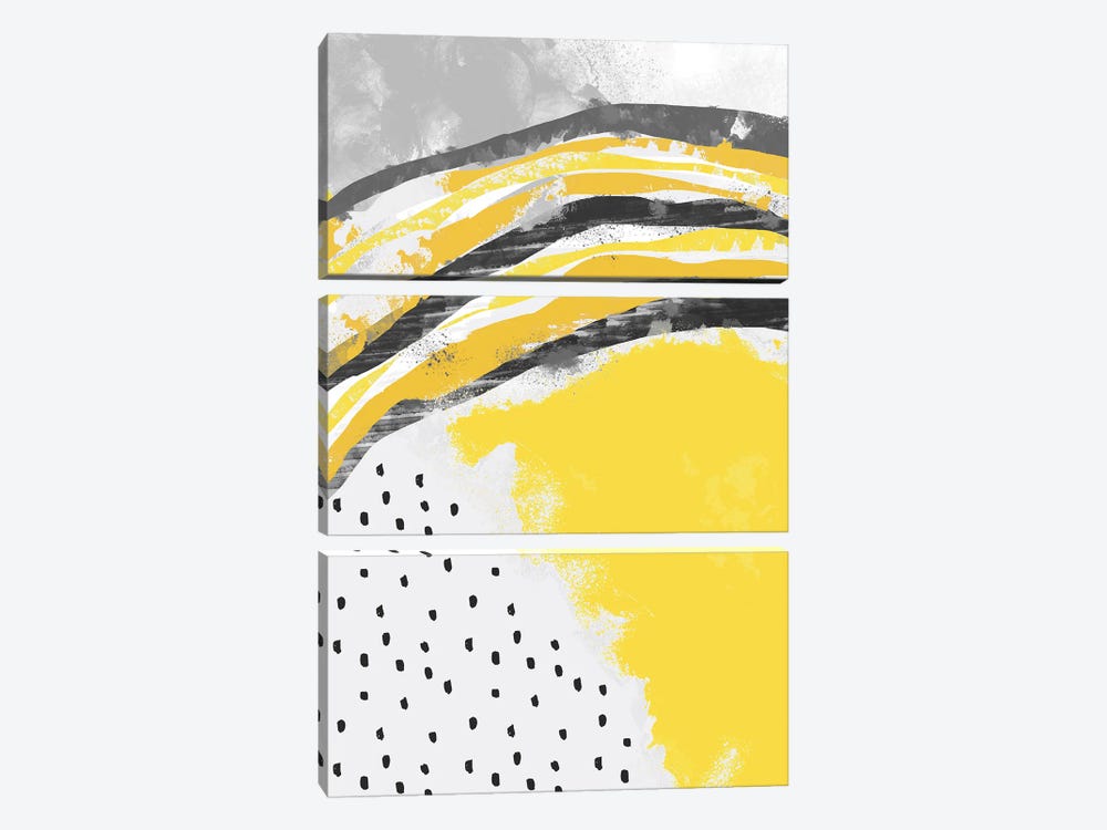 Abstract Painting Illuminating Yellow by Ninola Design 3-piece Canvas Art