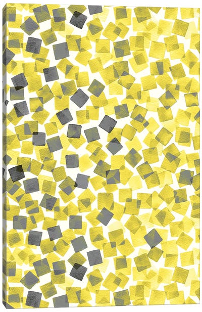 Confetti Illuminating Yellow Canvas Art Print - Pantone 2021 Ultimate Gray & Illuminating