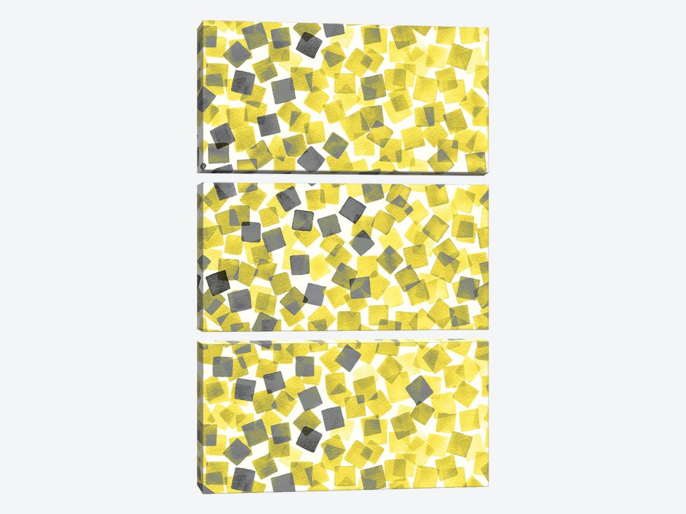 Confetti Illuminating Yellow by Ninola Design 3-piece Canvas Art Print