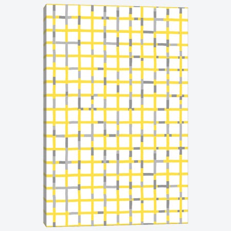 Grid Lines Illuminating Yellow Ultimate Gray Canvas Print #NDE200} by Ninola Design Canvas Art Print