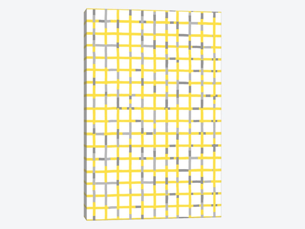 Grid Lines Illuminating Yellow Ultimate Gray by Ninola Design 1-piece Art Print