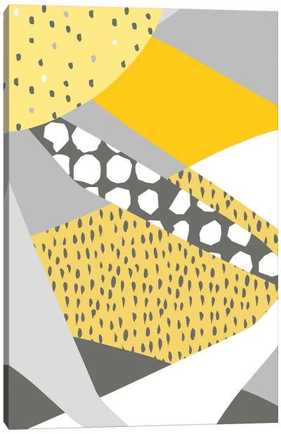 Graphic Patchwork Illuminating Yellow Ultimate Canvas Art Print - Pantone 2021 Ultimate Gray & Illuminating