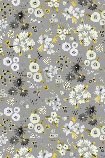 Little Flowers Ultimate Gray by Ninola Design metal wall art